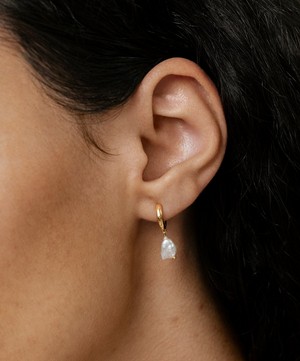 Monica Vinader - 18ct Gold-Plated Vermeil Silver Nura Keshi Pearl Huggie Hoop Earrings image number 1