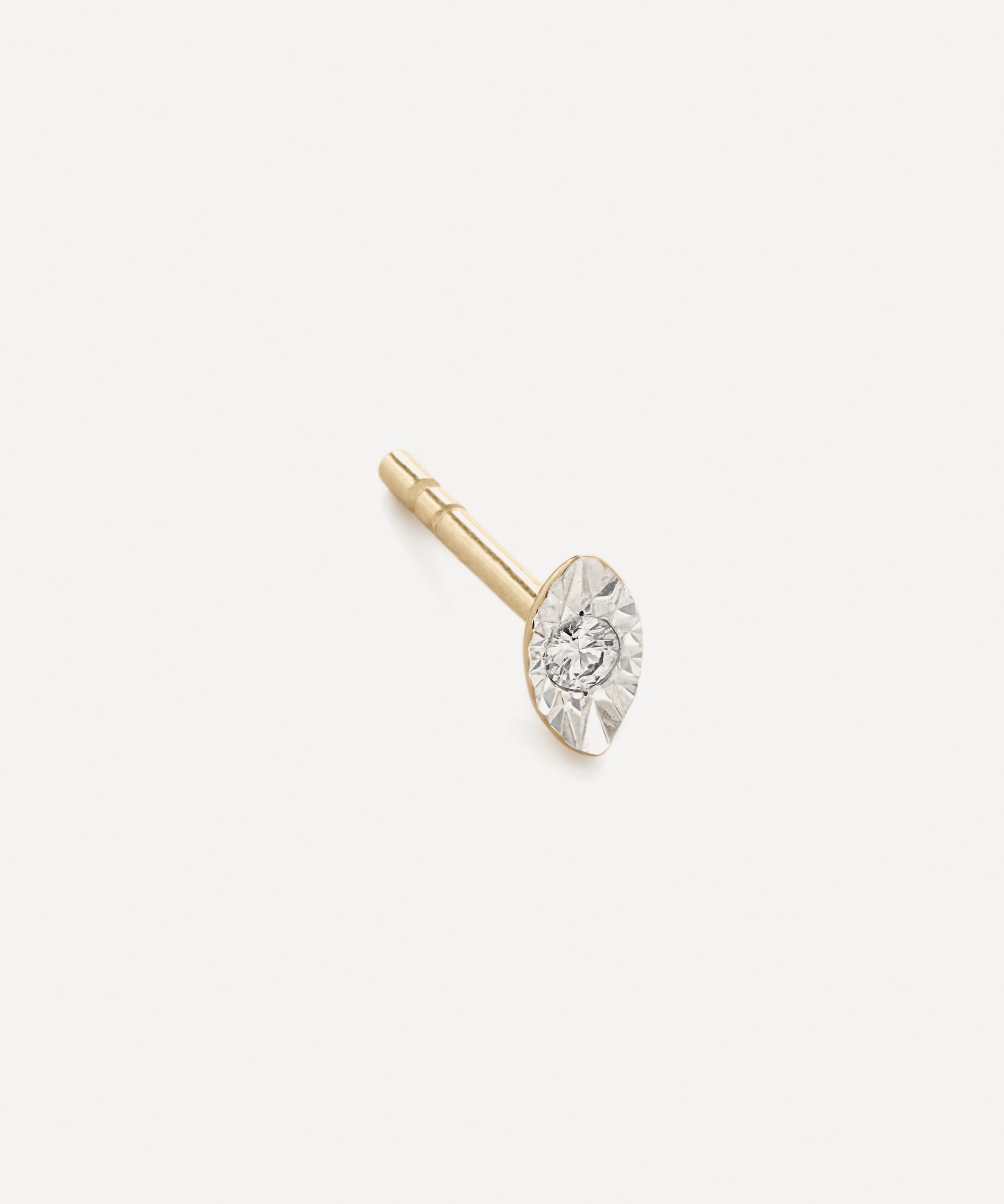 Monica Vinader - 14ct Gold Diamond Marquise Stud Earring