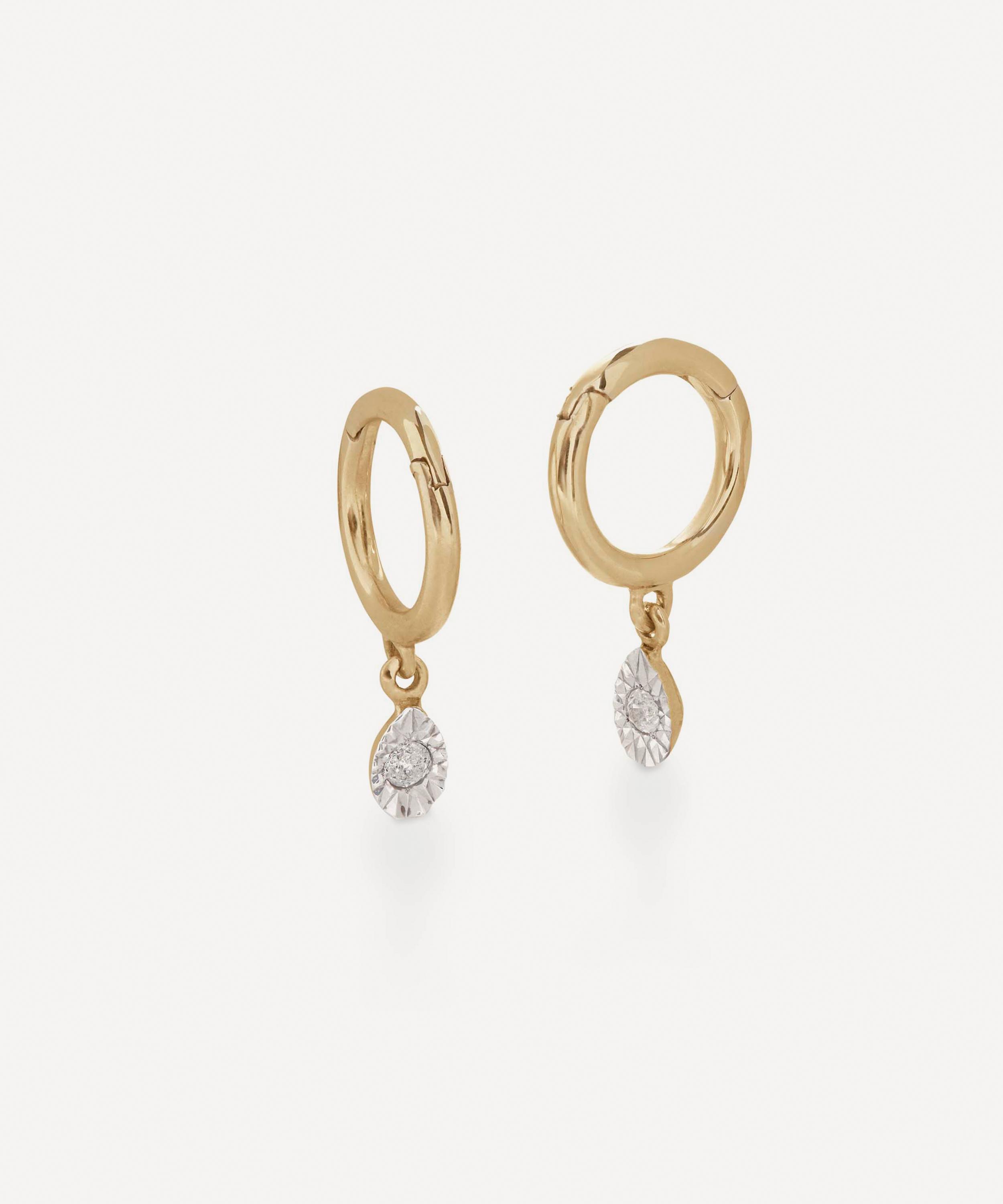 Monica Vinader - 14ct Gold Diamond Teardrop Mini Huggie Hoop Earrings image number 0