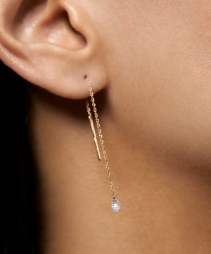 Monica Vinader - 14ct Gold Diamond Marquise Threader Drop Earring image number 1