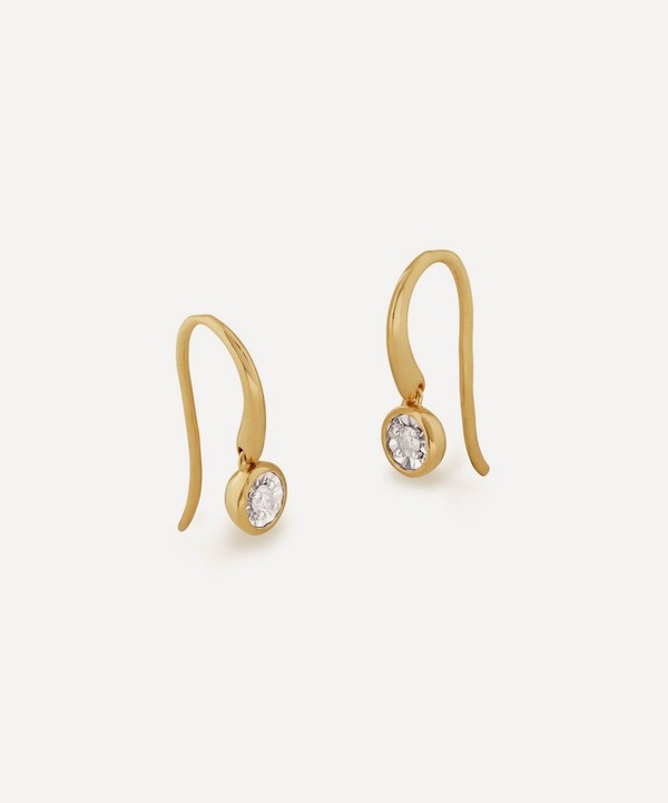 Monica Vinader - 18ct Gold-Plated Vermeil Silver Diamond Essential Wire Drop Earrings image number null