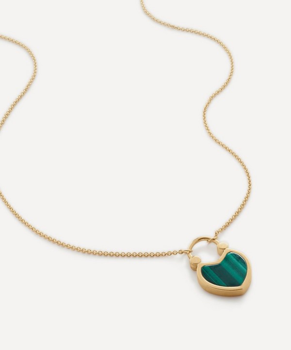 Monica Vinader - 18ct Gold-Plated Vermeil Silver Heart Gemstone Padlock Pendant Necklace image number null