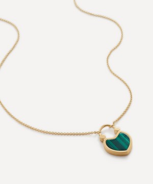 Monica Vinader - 18ct Gold-Plated Vermeil Silver Heart Gemstone Padlock Pendant Necklace image number 0