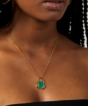 Monica Vinader - 18ct Gold-Plated Vermeil Silver Heart Gemstone Padlock Pendant Necklace image number 1