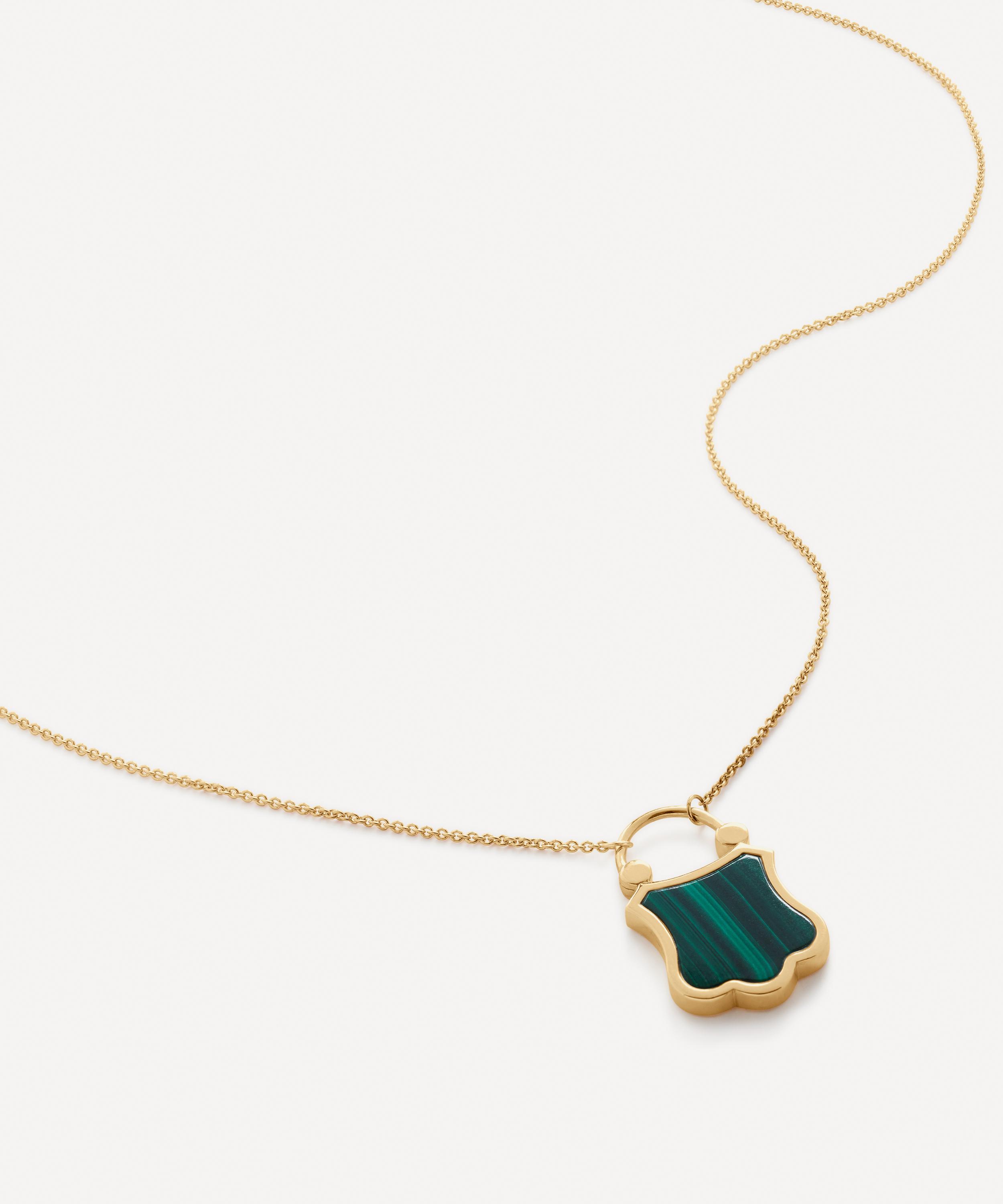 Monica Vinader - 18ct Gold-Plated Vermeil Silver Shield Gemstone Padlock Pendant Necklace image number 0