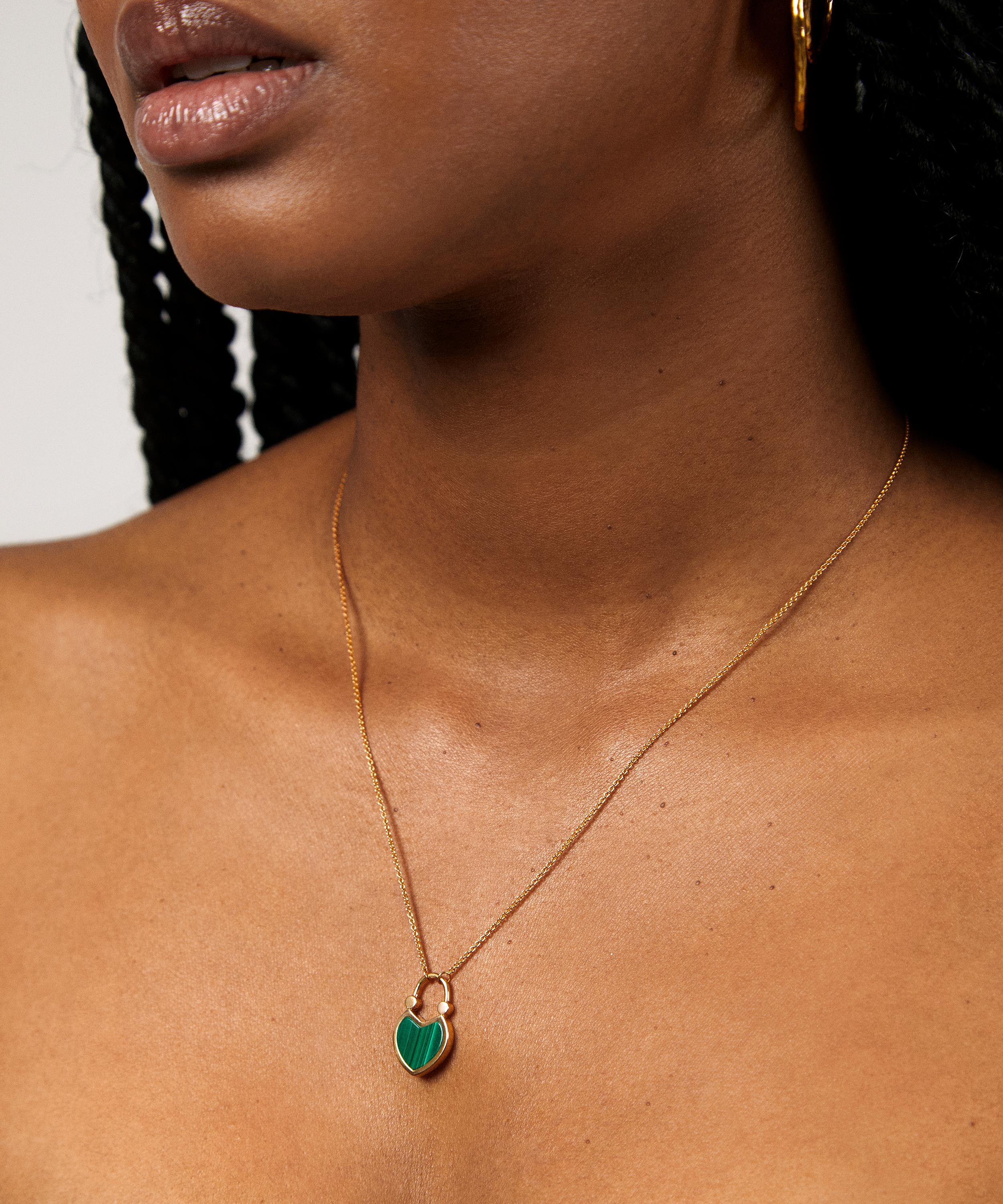 Monica Vinader - 18ct Gold-Plated Vermeil Silver Shield Gemstone Padlock Pendant Necklace image number 1