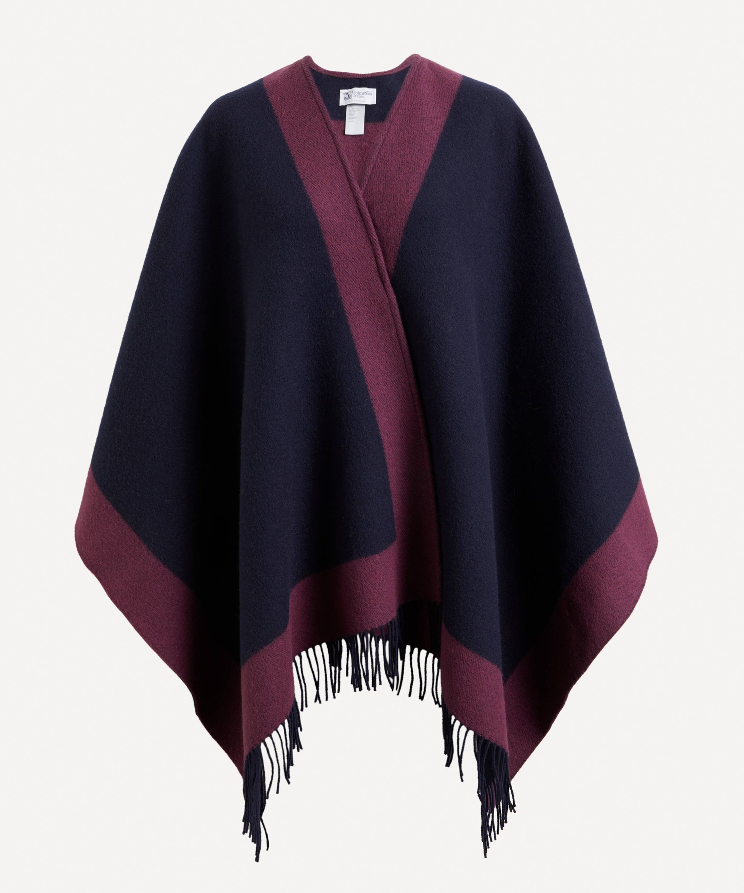 Johnstons of Elgin Lambswool Contrast Border Cape | Liberty