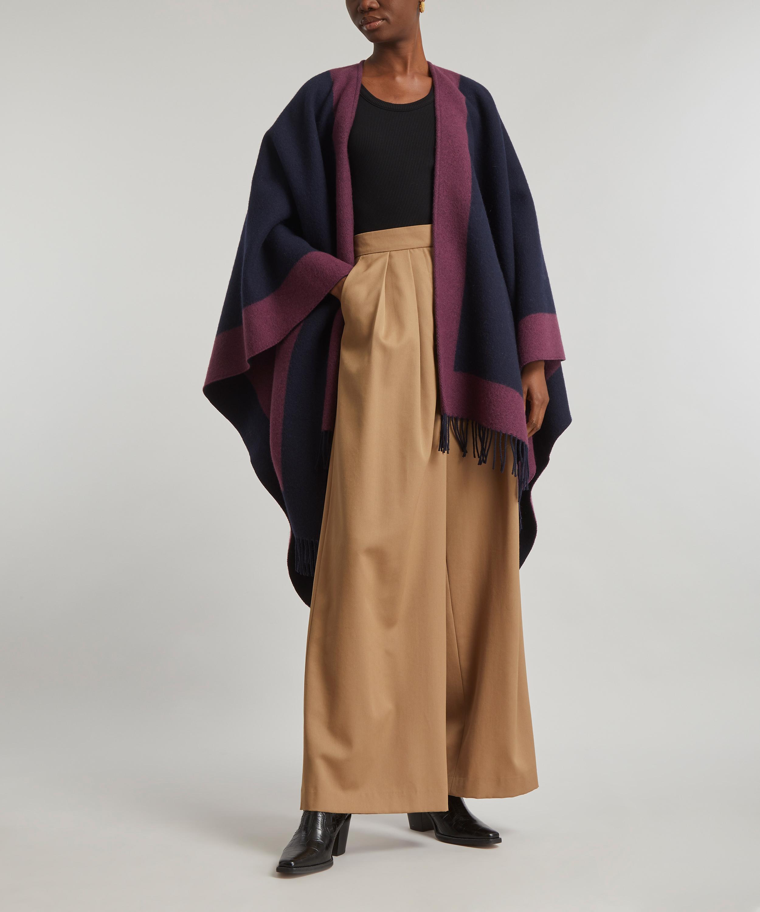 Johnstons of Elgin - Lambswool Contrast Border Cape image number 1