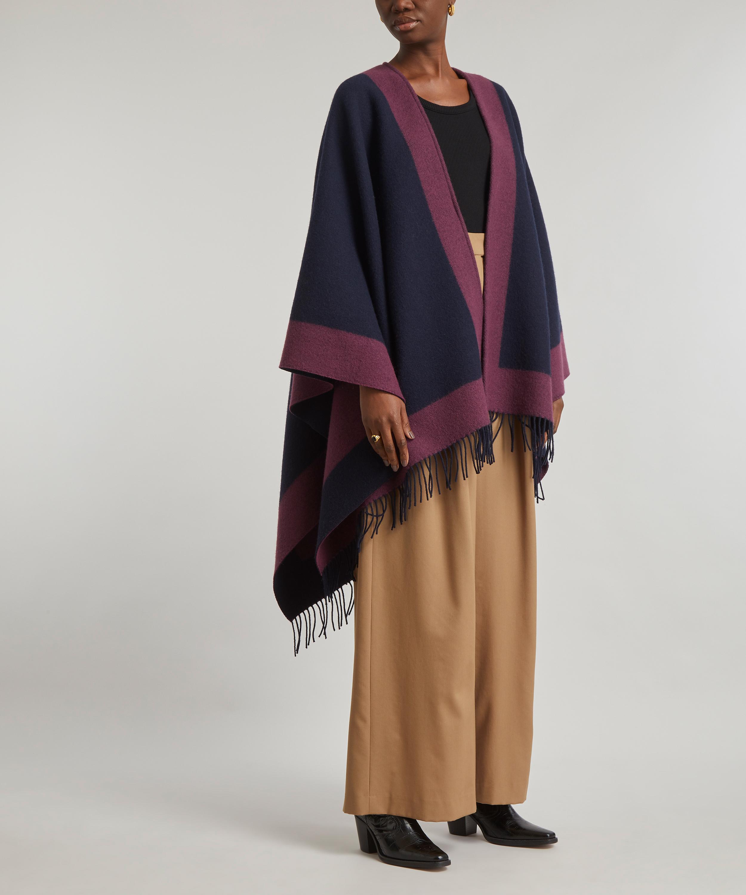 Johnstons of Elgin - Lambswool Contrast Border Cape image number 2
