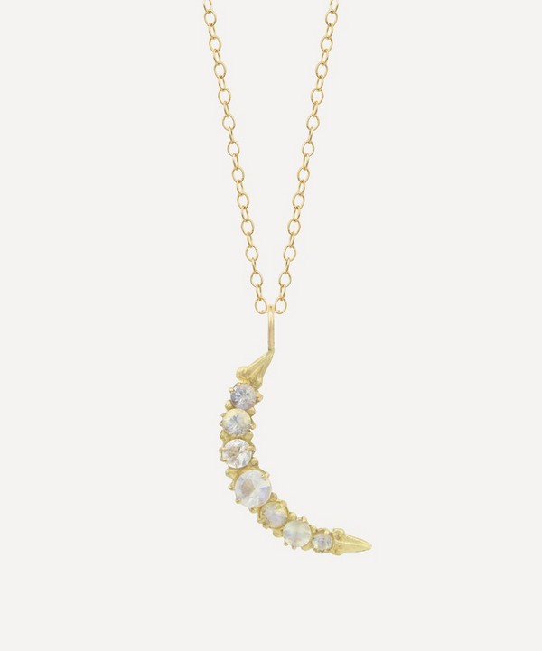 Acanthus - 14ct Gold Lunette Moonstone Pendant Necklace image number null
