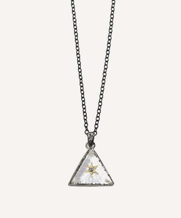 Acanthus - Oxidised Silver North Star Triangle Quartz Amulet Pendant Necklace image number null