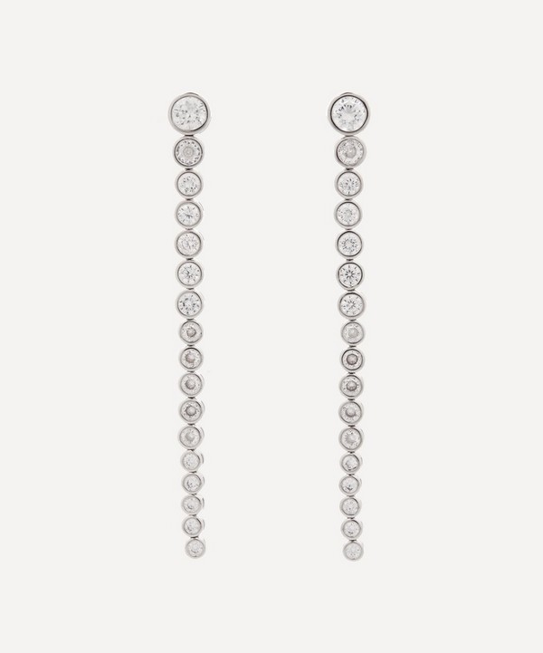 CZ by Kenneth Jay Lane - Rhodium-Plated Graduated Round Cubic Zirconia Drop Earrings image number null