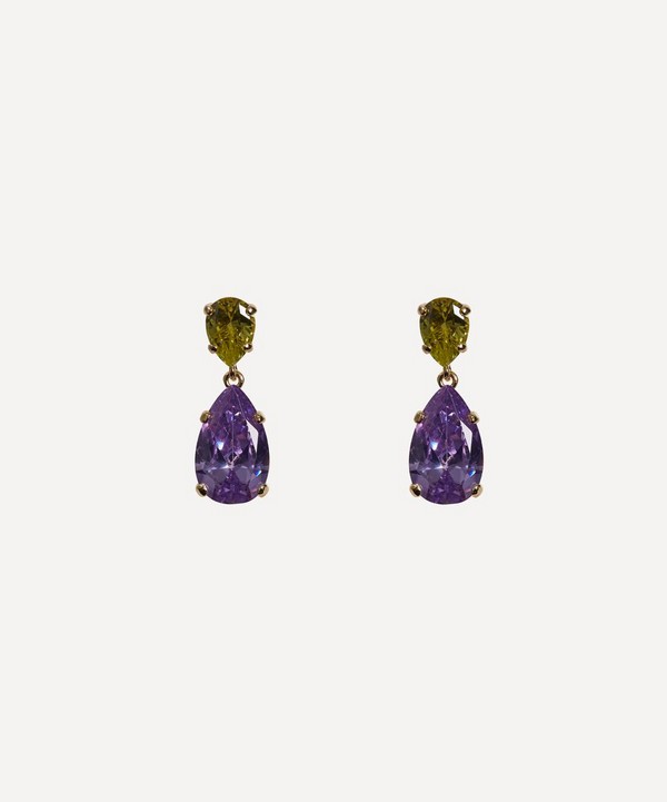 CZ by Kenneth Jay Lane - 18ct Gold-Plated Large Teardrop Pear Earrings image number null