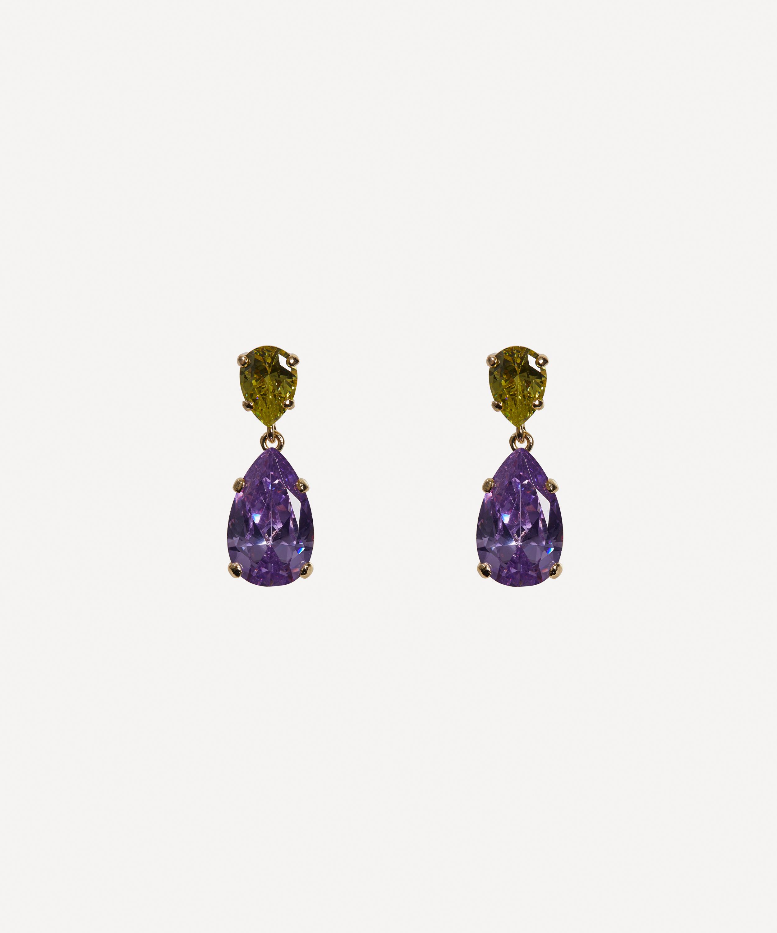 CZ by Kenneth Jay Lane - 18ct Gold-Plated Large Teardrop Pear Earrings image number 0