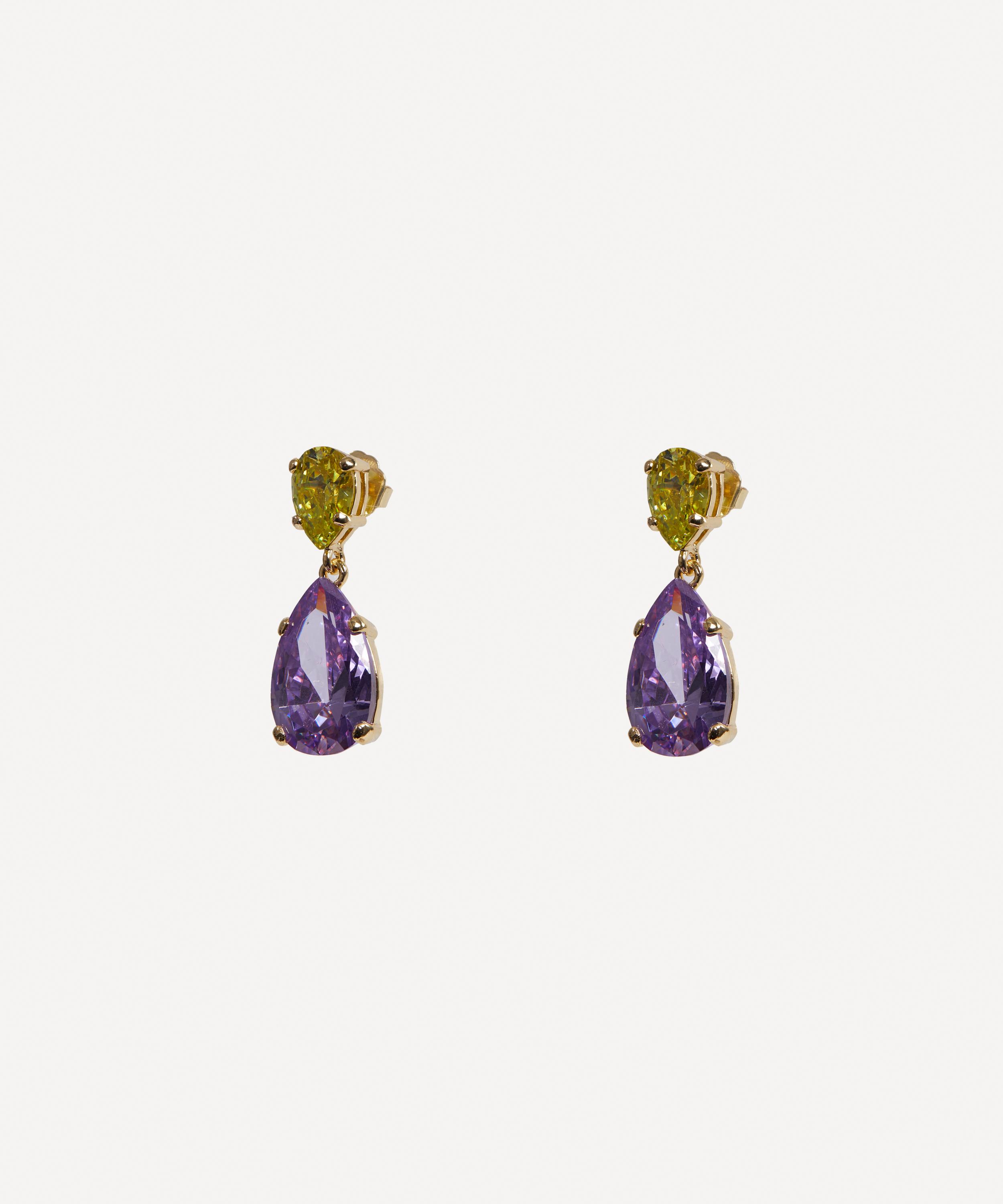 CZ by Kenneth Jay Lane - 18ct Gold-Plated Large Teardrop Pear Earrings image number 1