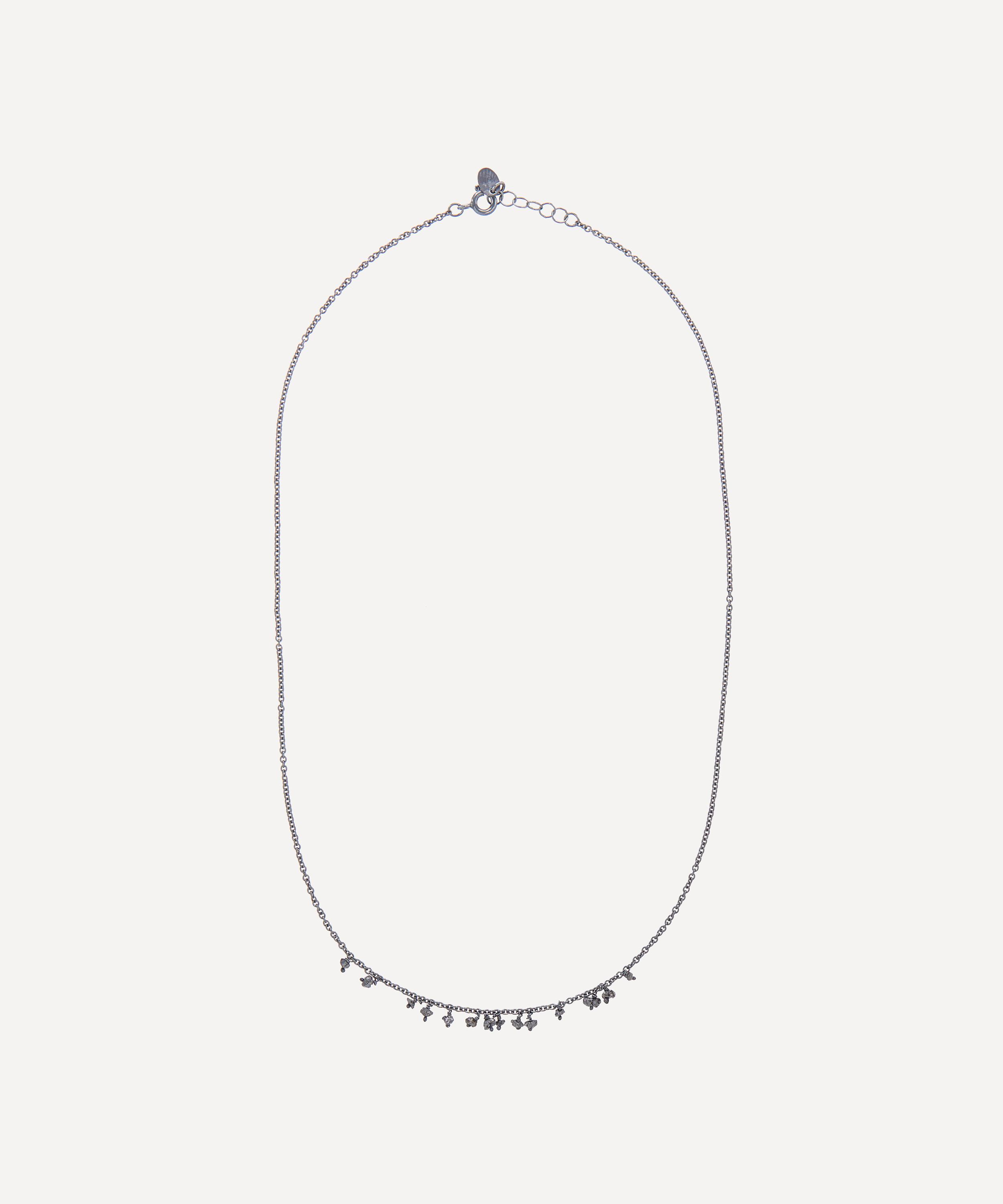 Stephanie Schneider - Oxidised Silver Black Diamond Woven Chain Necklace image number 0