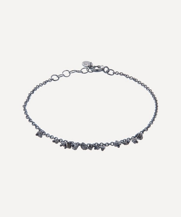 Stephanie Schneider - Oxidised Silver Black Diamond Woven Chain Bracelet image number null