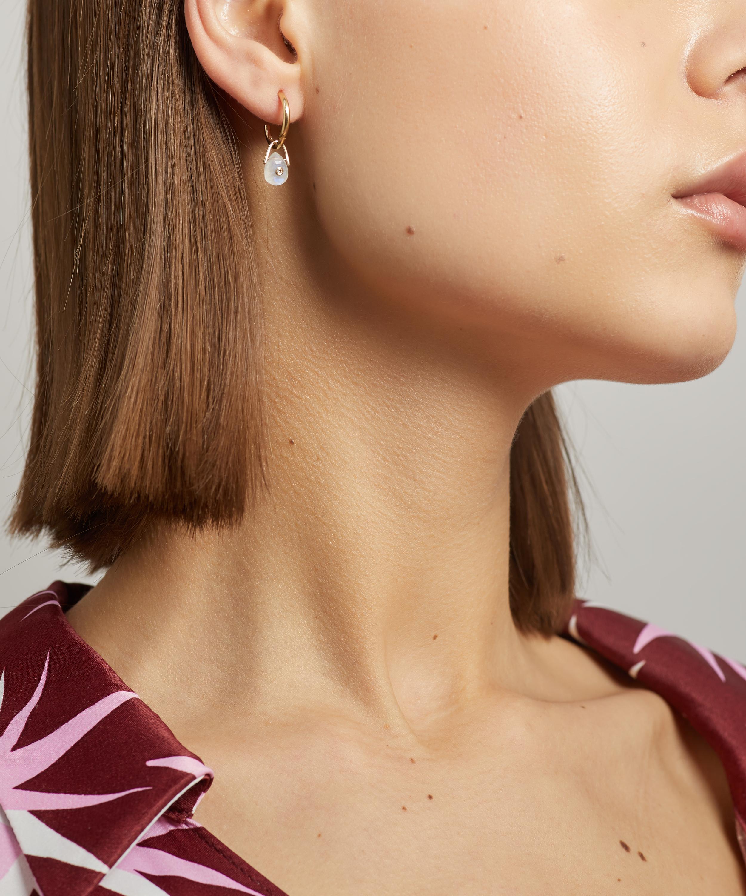 Pascale Monvoisin - 9ct Gold Orso Moonstone and Diamond Drop Earring image number 1