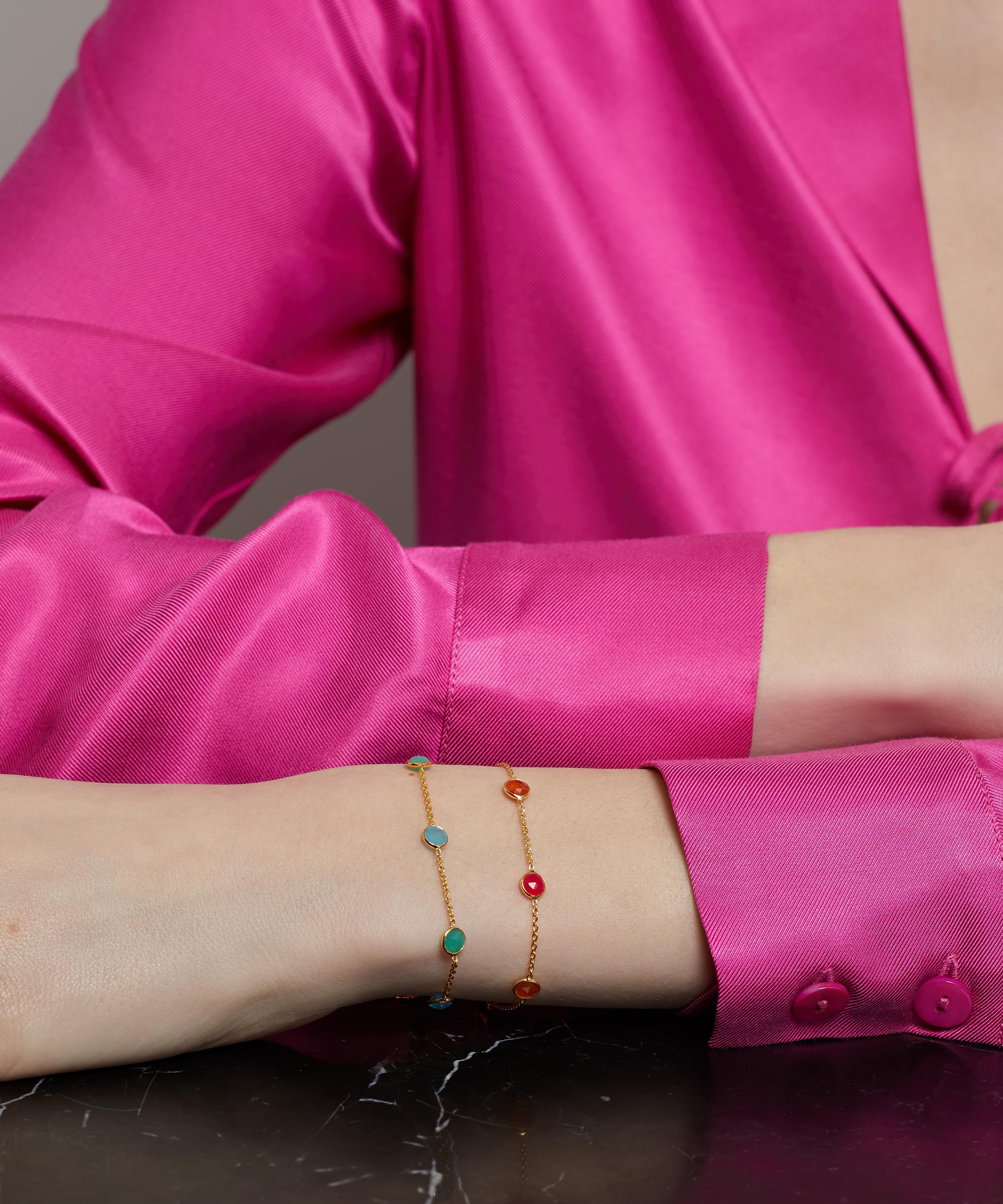 Auree - 18ct Gold-Plated Vermeil Silver Antibes Chrysoprase and Blue Chalcedony Bracelet image number 1