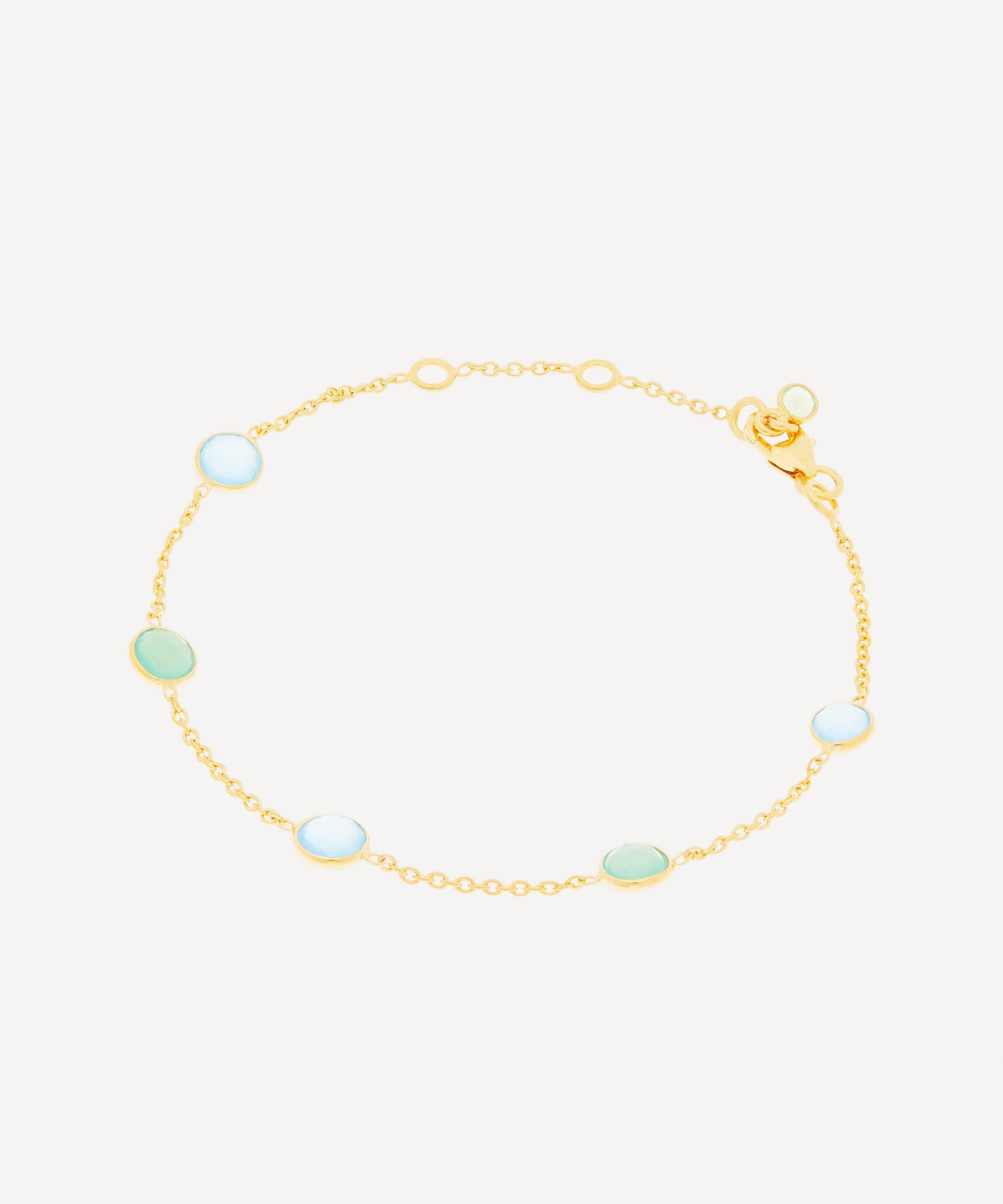 Auree - 18ct Gold-Plated Vermeil Silver Antibes Chrysoprase and Blue Chalcedony Bracelet image number 2