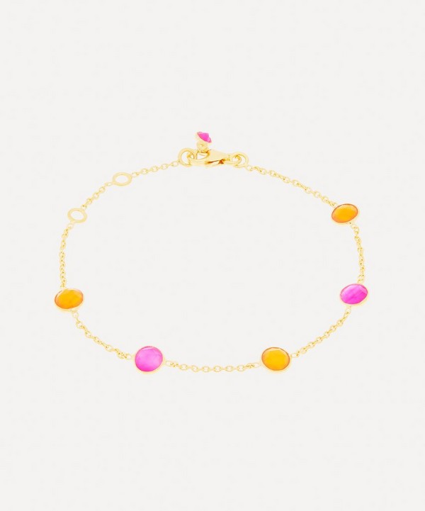 Auree - 18ct Gold-Plated Vermeil Silver Antibes Carnelian and Fuchsia Pink Chalcedony Bracelet image number null