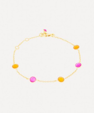 Auree - 18ct Gold-Plated Vermeil Silver Antibes Carnelian and Fuchsia Pink Chalcedony Bracelet image number 0