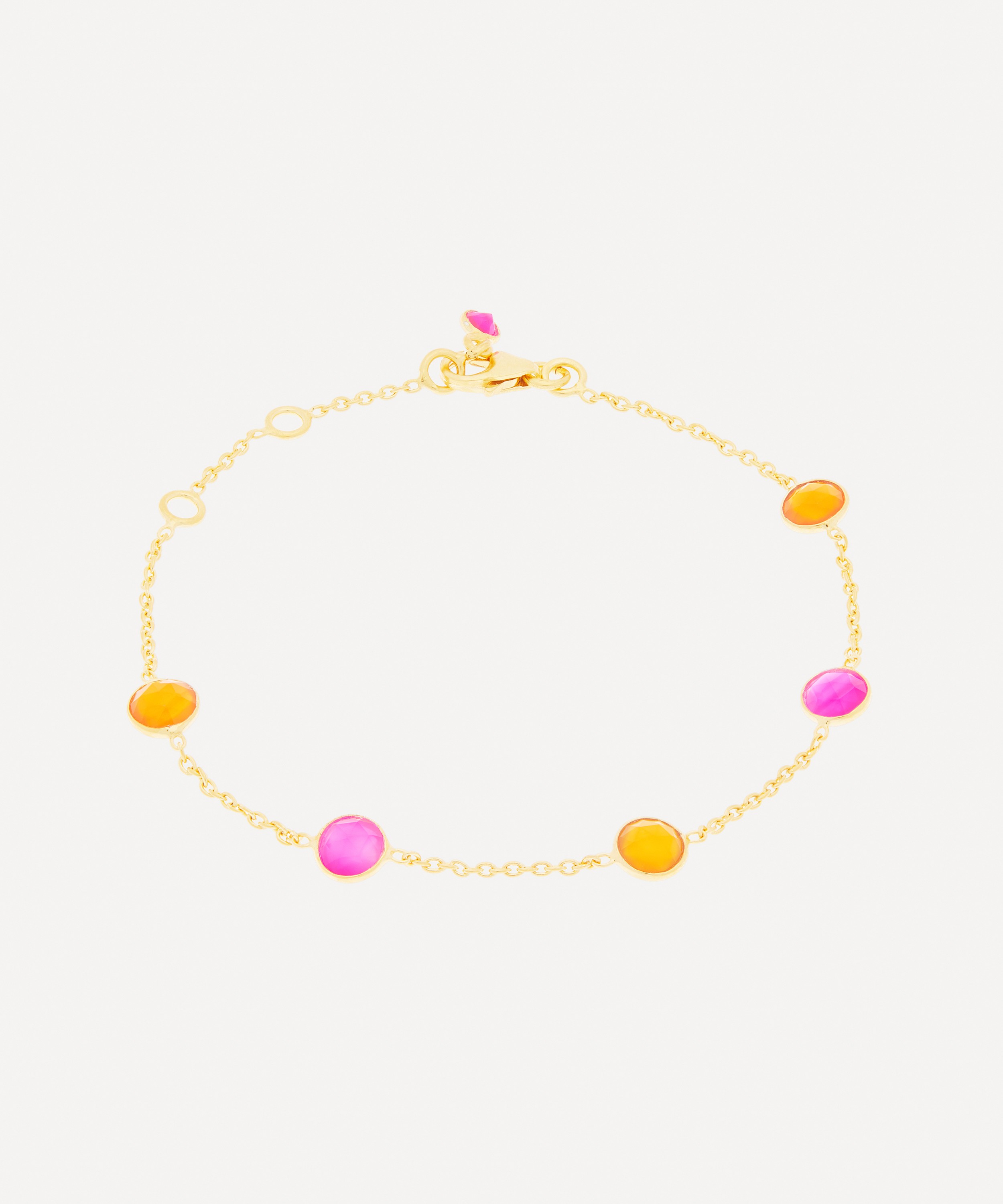 Auree - 18ct Gold-Plated Vermeil Silver Antibes Carnelian and Fuchsia Pink Chalcedony Bracelet image number 0