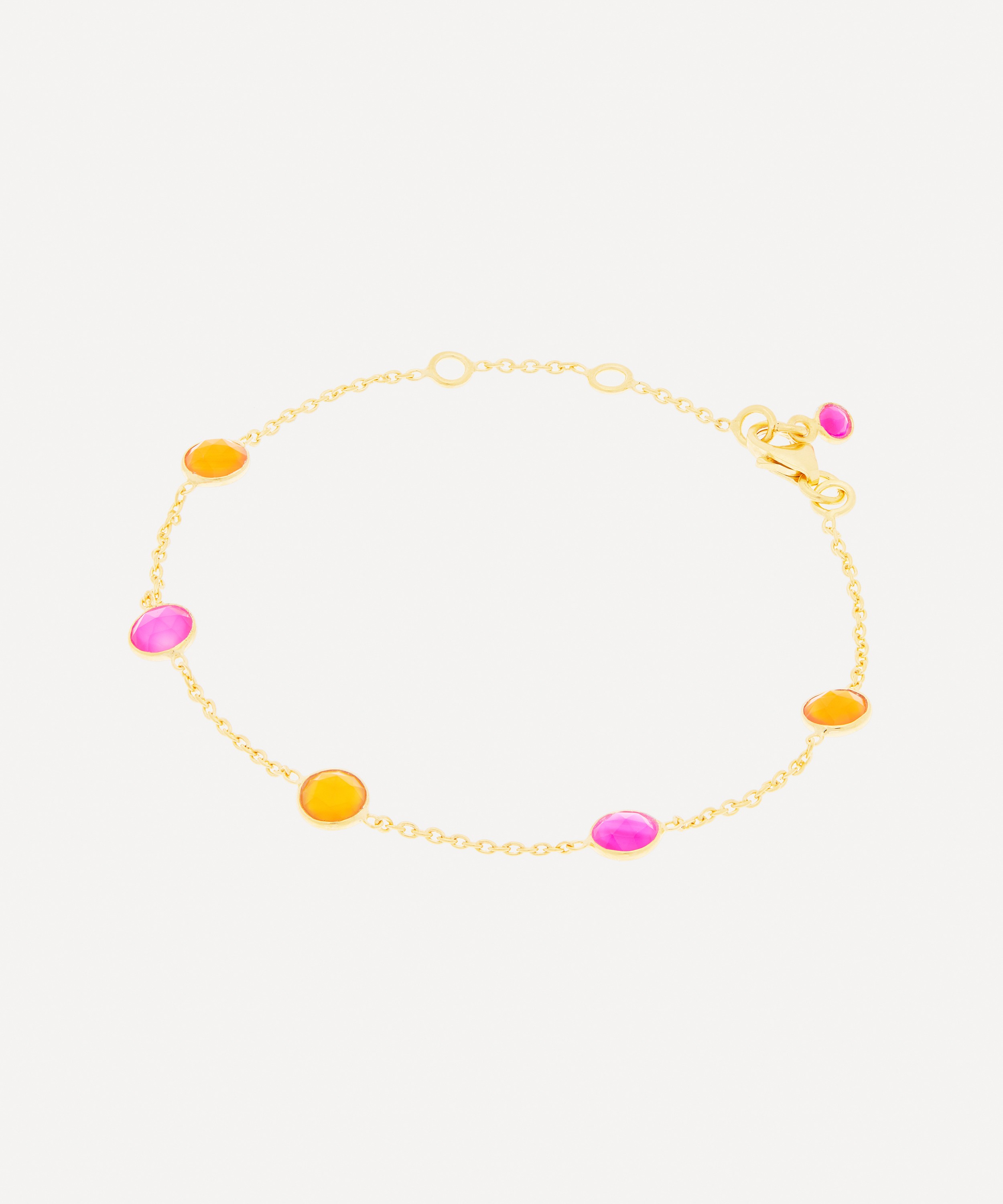 Auree - 18ct Gold-Plated Vermeil Silver Antibes Carnelian and Fuchsia Pink Chalcedony Bracelet image number 2