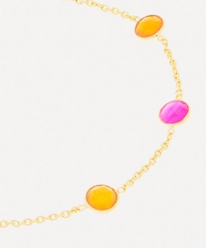 Auree - 18ct Gold-Plated Vermeil Silver Antibes Carnelian and Fuchsia Pink Chalcedony Bracelet image number 3