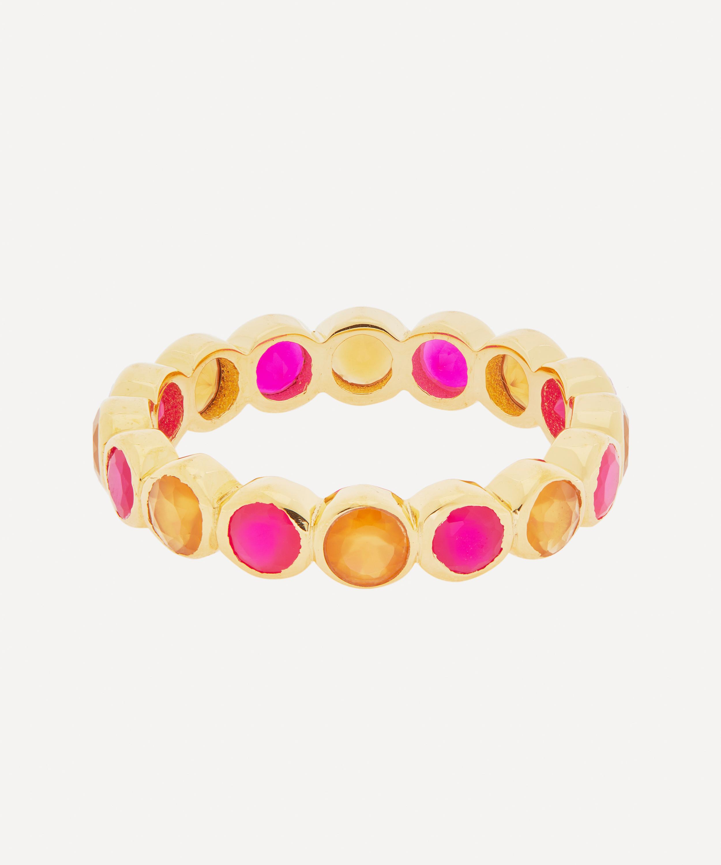 Auree - 18ct Gold-Plated Vermeil Silver Ortigia Carnelian and Fuchsia Pink Chalcedony Ring