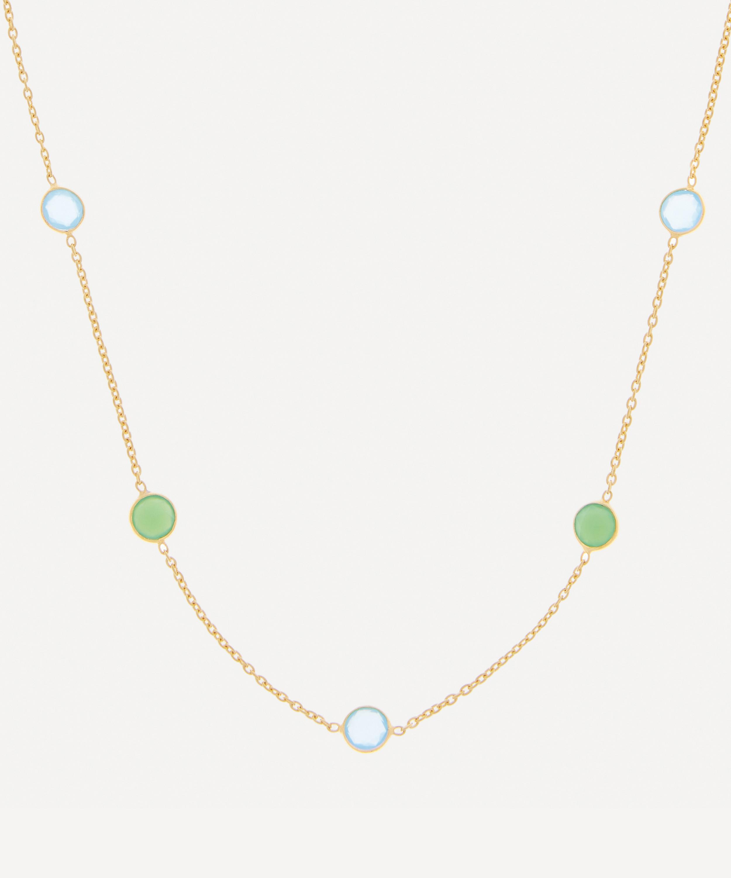 Auree - 18ct Gold-Plated Vermeil Silver Antibes Chrysoprase and Blue Chalcedony Necklace image number 0
