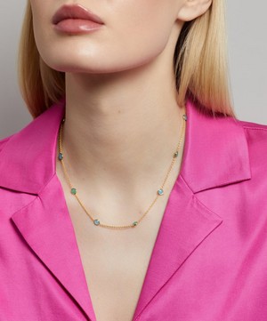Auree - 18ct Gold-Plated Vermeil Silver Antibes Chrysoprase and Blue Chalcedony Necklace image number 1