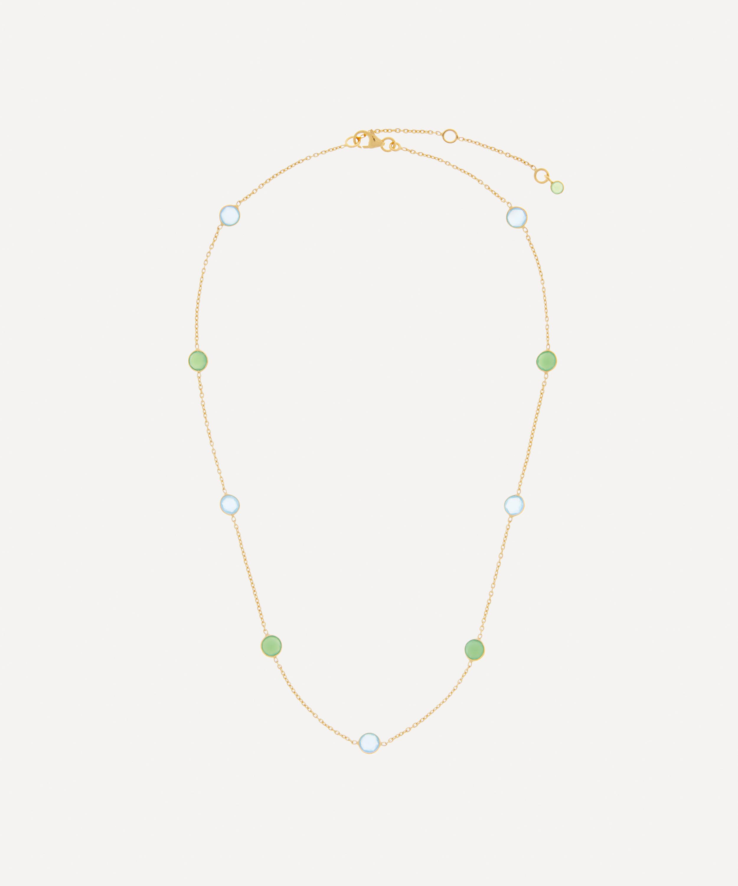 Auree - 18ct Gold-Plated Vermeil Silver Antibes Chrysoprase and Blue Chalcedony Necklace image number 2