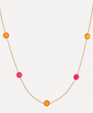 18ct Gold-Plated Vermeil Silver Antibes Carnelian and Fuchsia Pink Chalcedony Necklace