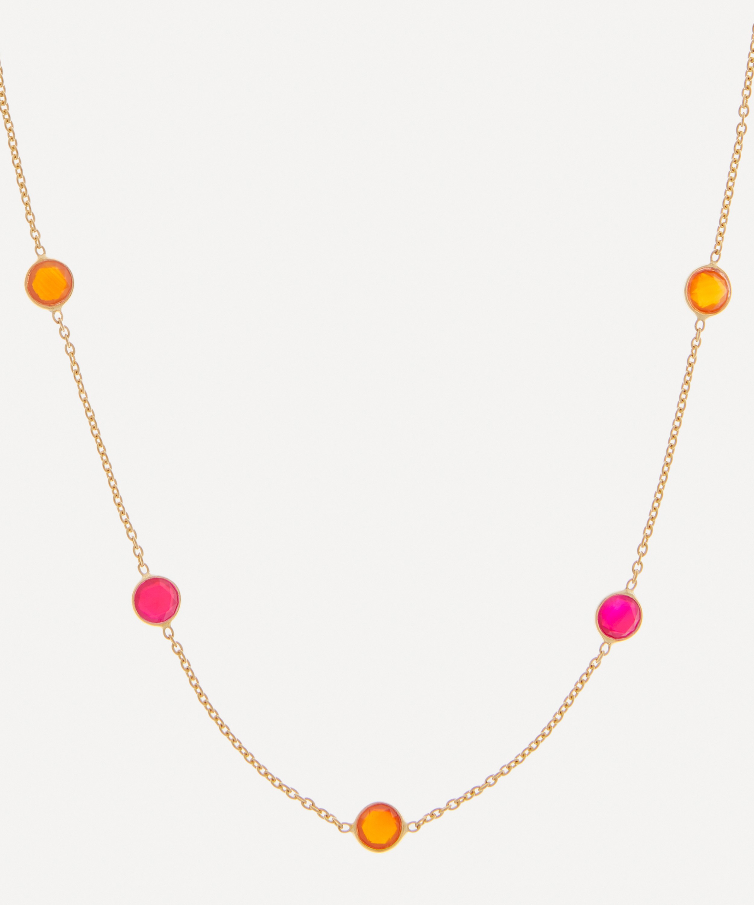 Auree - 18ct Gold-Plated Vermeil Silver Antibes Carnelian and Fuchsia Pink Chalcedony Necklace image number 0