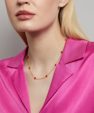 Auree - 18ct Gold-Plated Vermeil Silver Antibes Carnelian and Fuchsia Pink Chalcedony Necklace image number 1