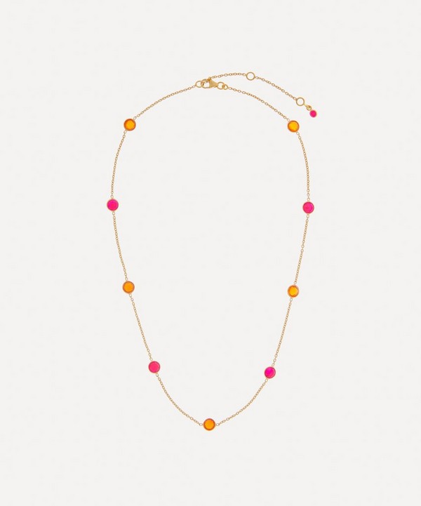 Auree - 18ct Gold-Plated Vermeil Silver Antibes Carnelian and Fuchsia Pink Chalcedony Necklace image number 2