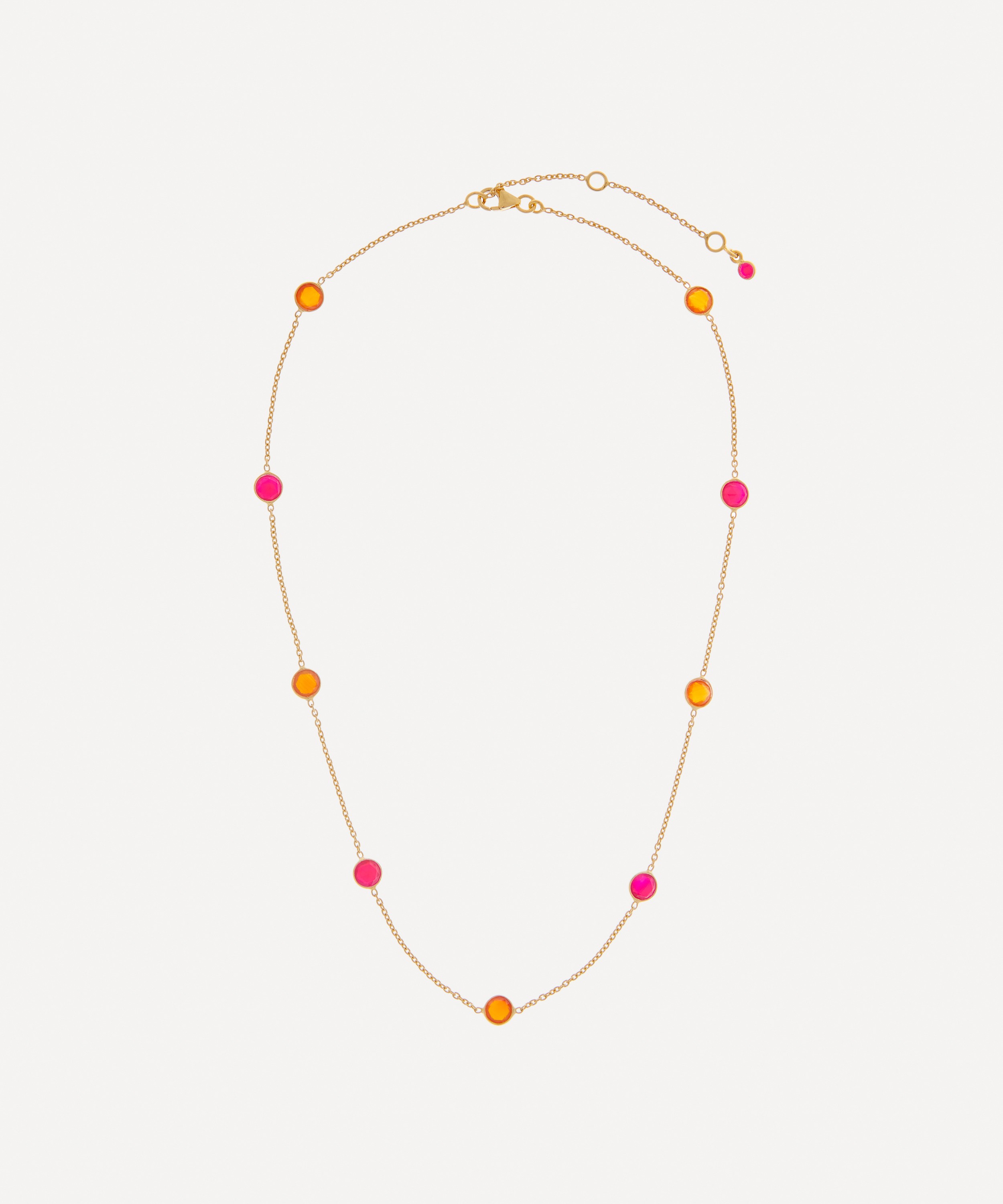 Auree - 18ct Gold-Plated Vermeil Silver Antibes Carnelian and Fuchsia Pink Chalcedony Necklace image number 2