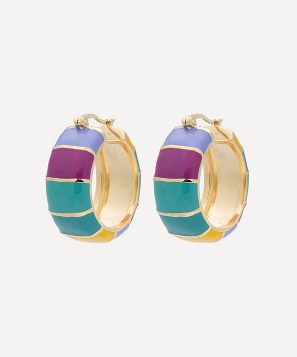 Anna + Nina - x Liberty Gold-Plated Rainbow Bold Stripe Hoop Earrings