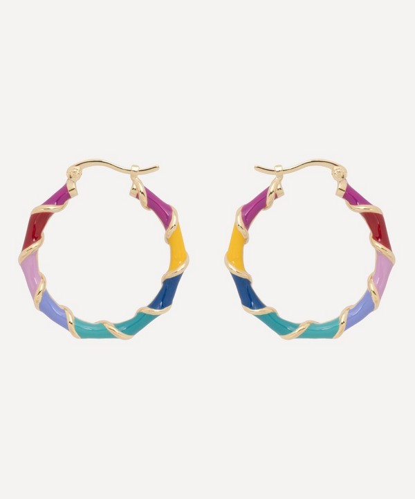Anna + Nina - x Liberty Gold-Plated Rainbow Twist and Twirl Hoop Earrings image number null