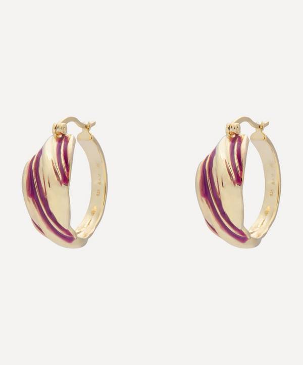 Anna + Nina - x Liberty Gold-Plated Fuchsia Twirl Hoop Earrings