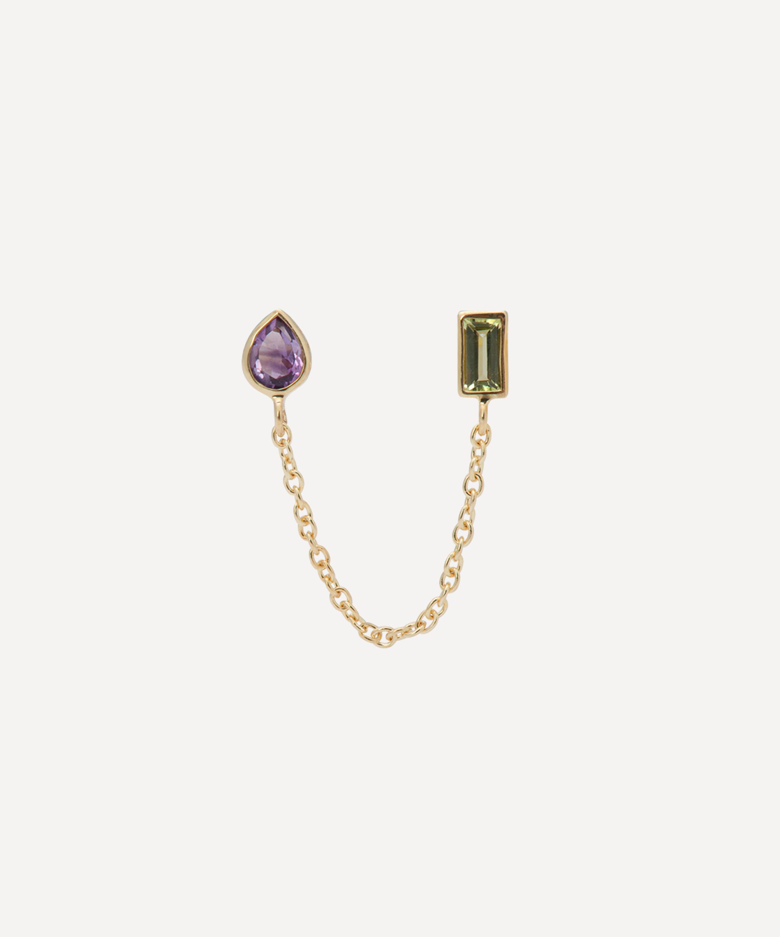 Anna + Nina - x Liberty 14ct Gold Single Treasure Chain Duo Stud Earring