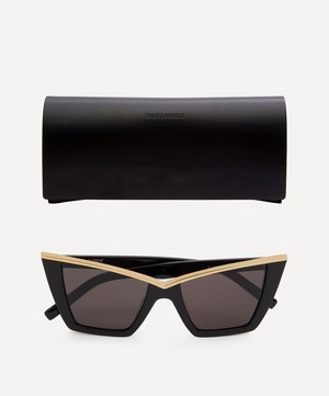 Saint Laurent - Square Cat-Eye Black Acetate Sunglasses image number 3