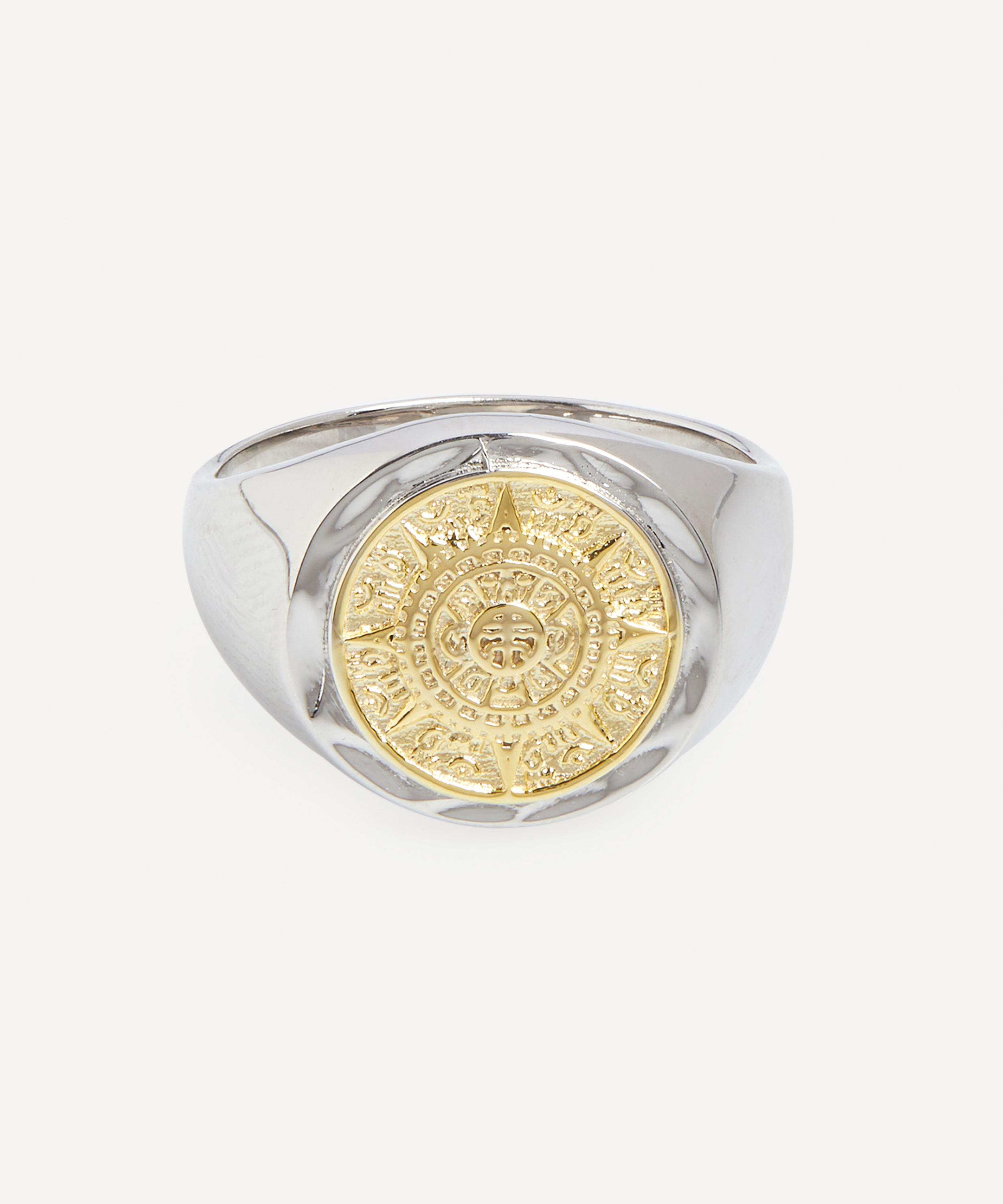 Serge DeNimes - Sterling Silver Compass Signet Ring image number 0