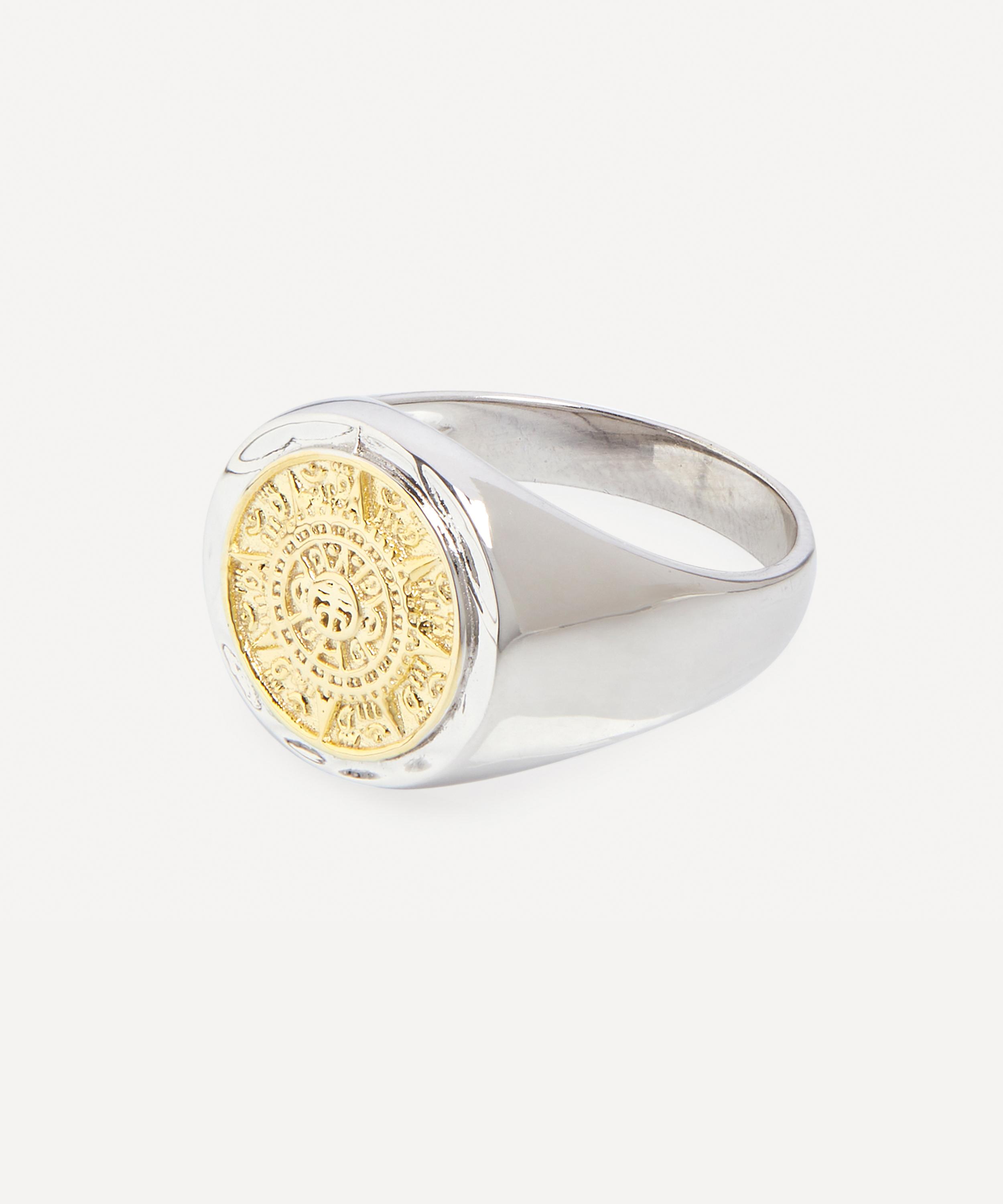 Serge DeNimes - Sterling Silver Compass Signet Ring image number 2