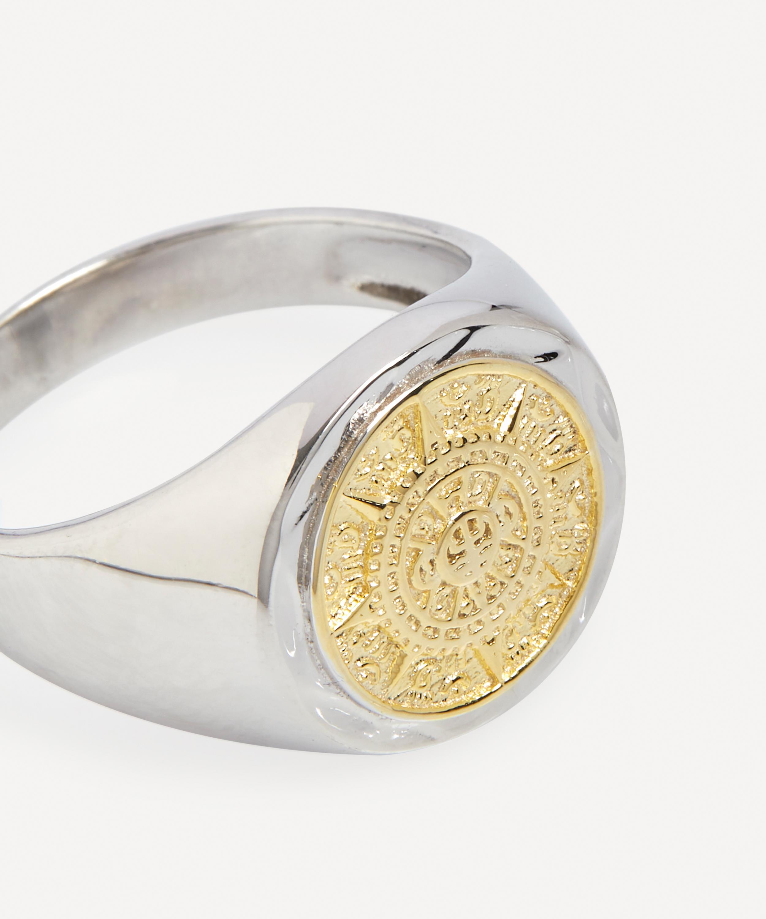 Serge DeNimes - Sterling Silver Compass Signet Ring image number 3