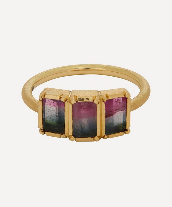 Brooke Gregson - 18ct Gold Triple Tourmaline Utopia Band Ring image number null
