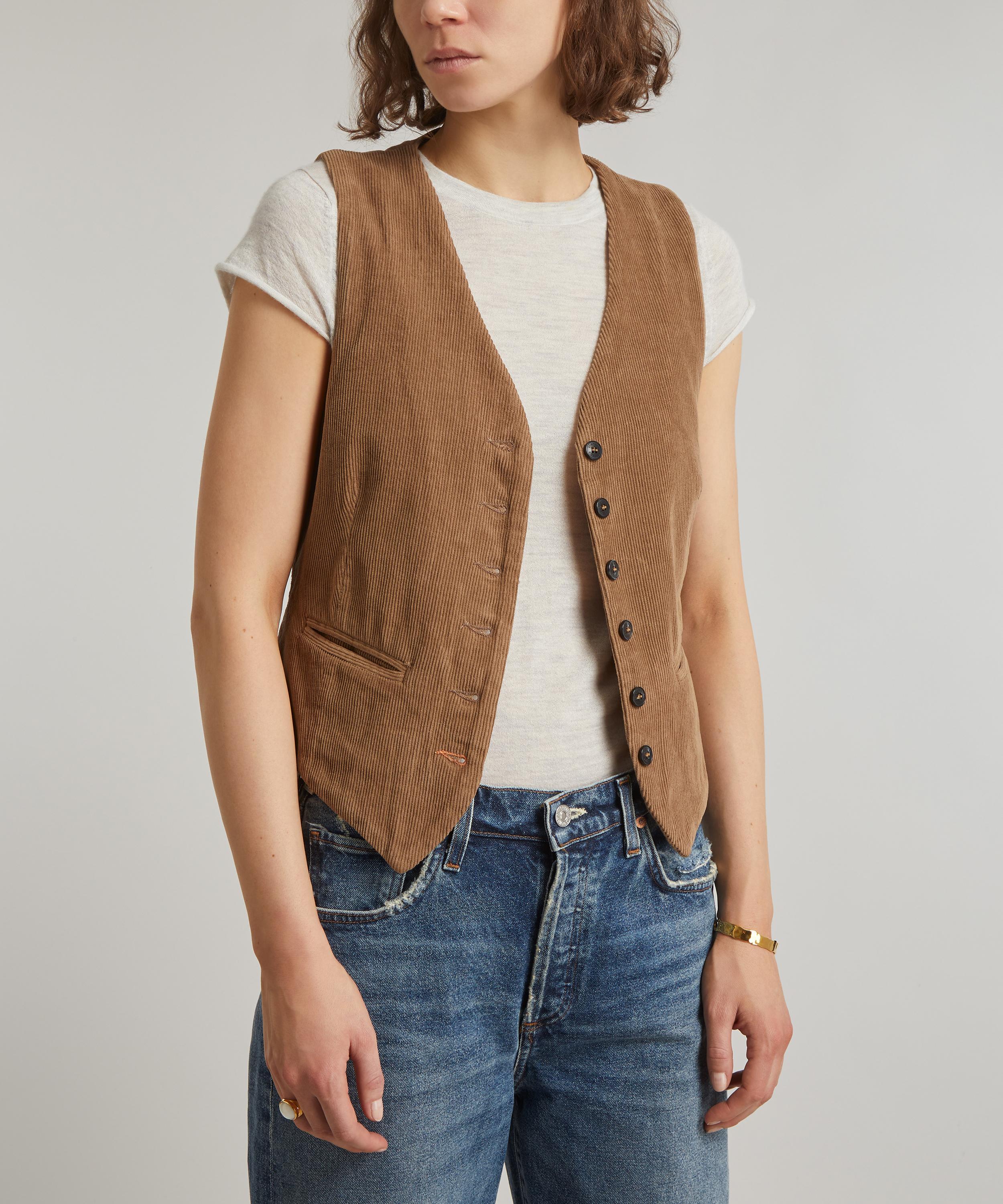 Corn corduroy waistcoat with back belt to adust fit, jazzy cotton lining -  Large - Elgar Shirts