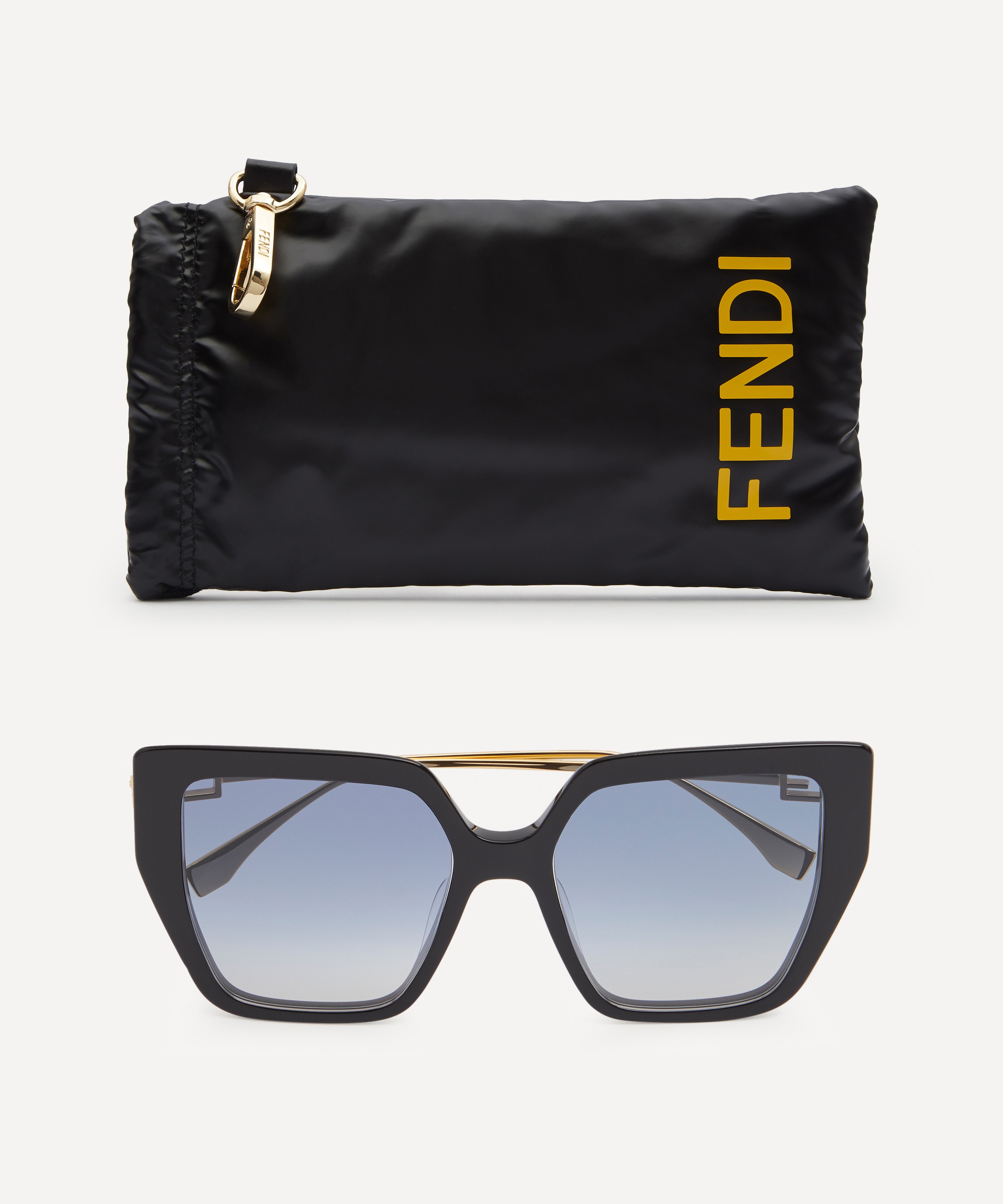 FENDI EYEWEAR Baguette oversized square-frame gold-tone sunglasses