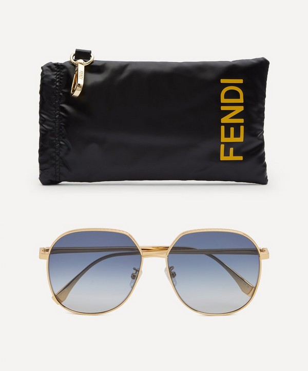 Fendi - Oversized Round FF Metal Sunglasses image number null